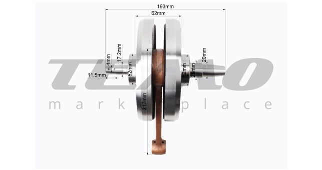 Колінвал під втулку Планета з підшипниками 2505 25x52x18 - фото 2