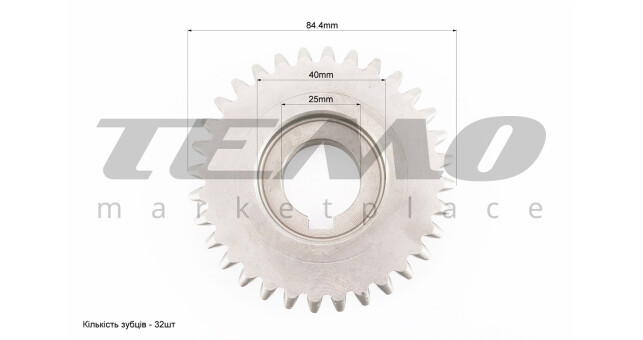 Шестерня 2-ї передачі проміжного валу Viper 178F Z-32 d-25 мм - фото 2