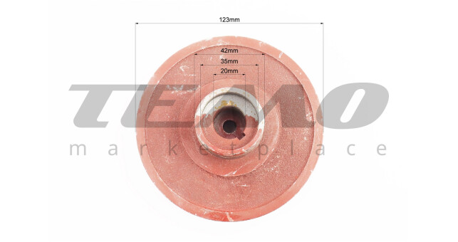 Робоче колесо (крильчатка) D-123mm, під вал d-20mm, 4 лопаті, чавун - фото 3