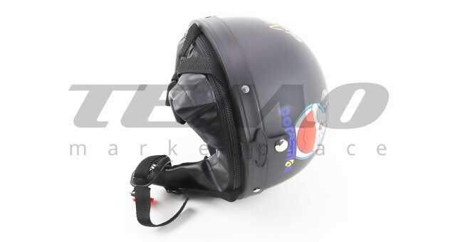 Шолом для мотоцикла Mototech відкритий з козирком + окуляри Doraemon Чорний матовий - фото 2