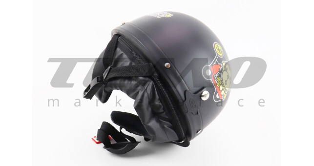 Шолом для мотоцикла Mototech відкритий з козирком + окуляри Monkey Чорний матовий - фото 2