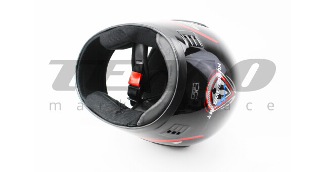 Шолом для мотоцикла інтеграл KUROSAWA HF-101 М Чорний з червоно-сірим малюнком закритий Q233-R - фото 2