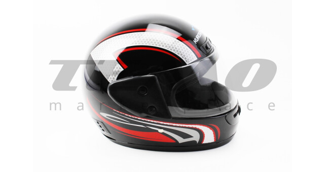 Шолом для мотоцикла інтеграл KUROSAWA HF-101 М Чорний з червоно-сірим малюнком закритий Q233-R - фото 3