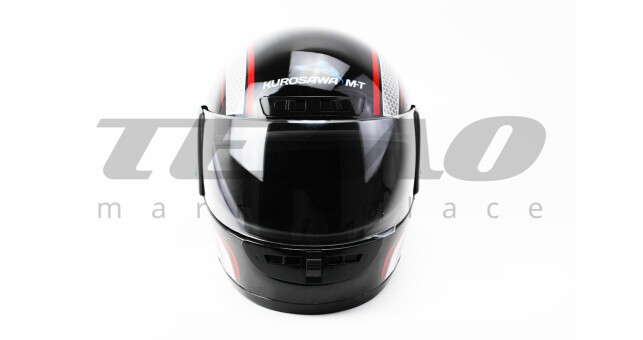 Шолом для мотоцикла інтеграл KUROSAWA HF-101 М Чорний з червоно-сірим малюнком закритий Q233-R - фото 4