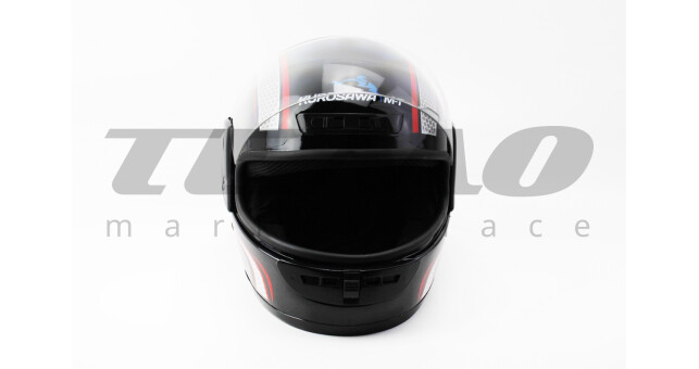 Шолом для мотоцикла інтеграл KUROSAWA HF-101 М Чорний з червоно-сірим малюнком закритий Q233-R - фото 5