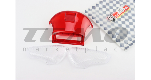 Suzuki LET&#039;S-I/II/III &quot;скло&quot;- стопа, червоне + поворотів, прозорі к-кт 3шт - фото 1