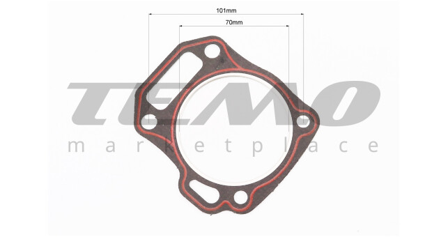 Прокладка головки цилиндра 170F-70mm, (паронит, красная нить) - фото 2