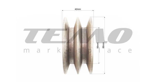 Шкив под коленвал 168F/170F d-19 мм D-88 мм 2-х ручейковый два паза под ремень SPB металл - фото 2