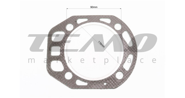 Прокладка головки цилиндра R180NM-80mm, к-кт 2шт (вн. кольцо с выступом) - фото 2
