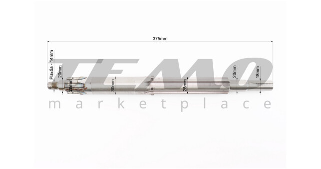 Вал КПП первичный с валом отбора мощности L-375 мм 101-2 М14 - фото 2
