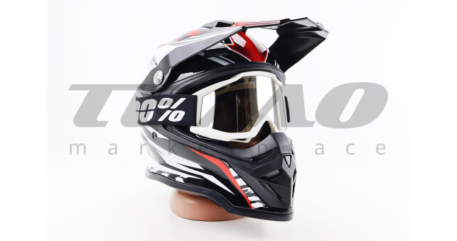 Очки кроссовые/эндуро/АТV, белые (затемненное стекло) - фото 3