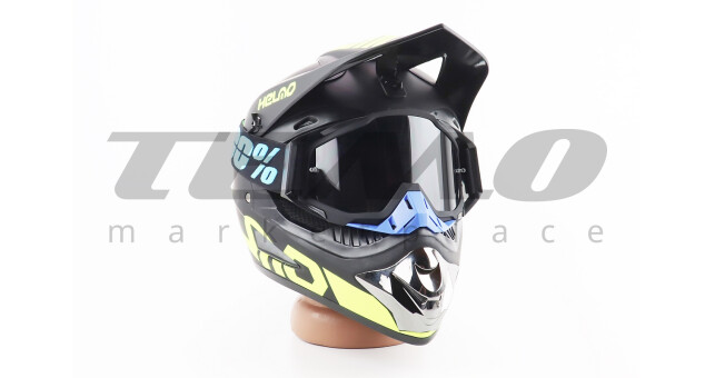 Очки кроссовые/эндуро/АТV, черно-синие С187 (прозрачное стекло) - фото 3