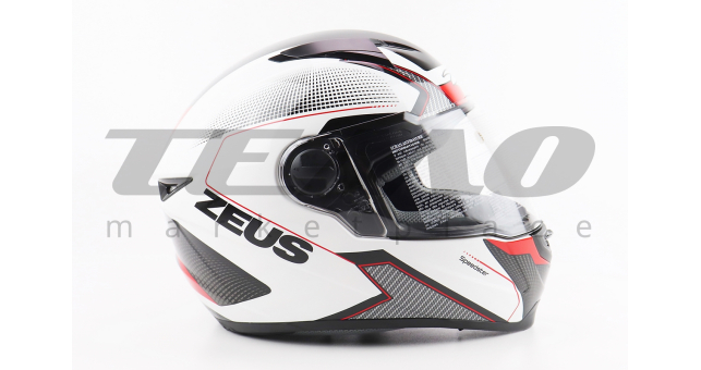 Шолом для мотоцикла інтеграл ZEUS ZS-811 Solid M Білий глянець з червоним малюнком закритий - фото 3
