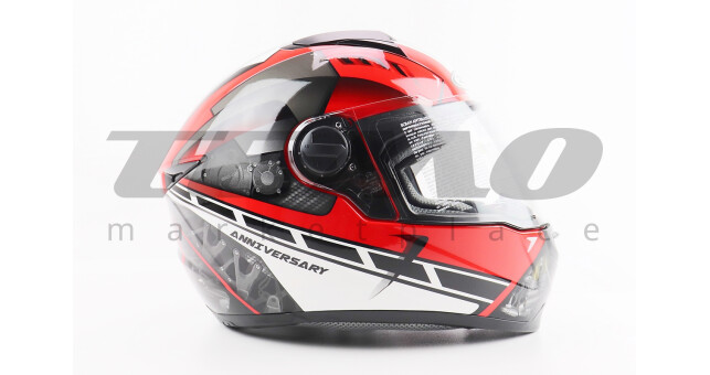 Шлем для мотоцикла интеграл ZEUS ZS-811 M Красный глянец с белым рисунком закрытый - фото 3