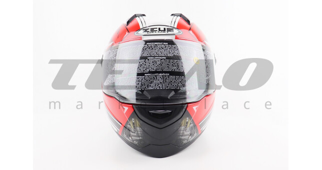 Шлем для мотоцикла интеграл ZEUS ZS-811 M Красный глянец с белым рисунком закрытый - фото 4
