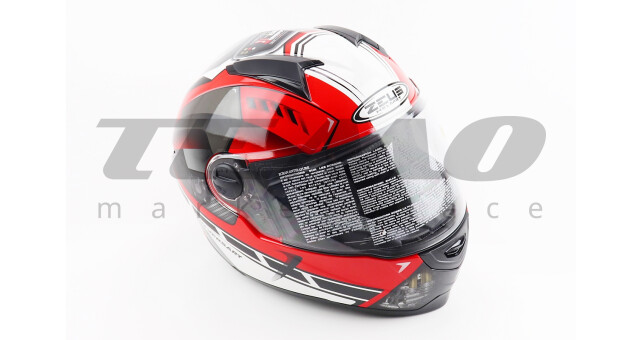 Шлем для мотоцикла интеграл ZEUS ZS-811 M Красный глянец с белым рисунком закрытый - фото 1