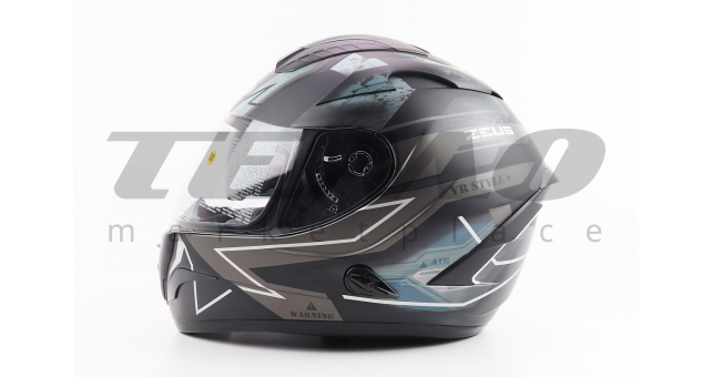 Шолом для мотоцикла інтеграл ZEUS ZS-806F Solid M Чорний матовий з малюнком закритий + відкидні окуляри - фото 3
