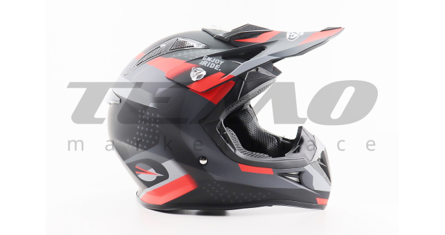 Шолом для мотоцикла  кросовий ендуро АТV FXW HF-116 L 59-60 см Чорний матовий з червоно-сірим малюнком Q267 - фото 3