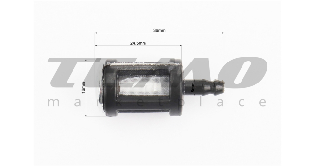 Фільтр паливний - елемент (сітка) d-5,5mm, D-17mm, L-42mm - фото 2