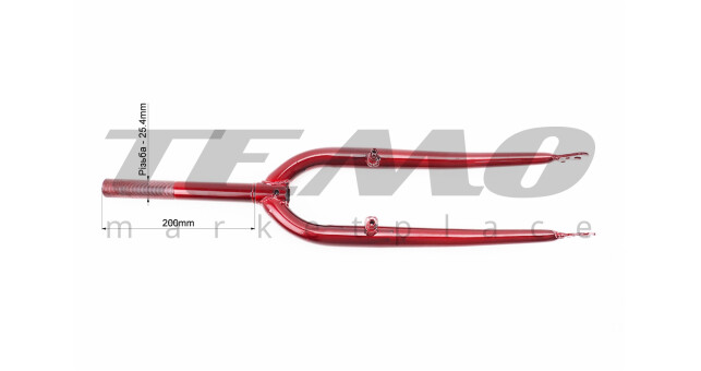 Вилка 26" з різьбою 1" (25,4мм), шток 200мм, V-brake, червона - фото 3