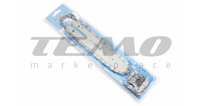 Шина 6"-1,1mm 1/4" 36зв L-18см + цепь 1/4"-1,1mm-36зв. круг. зуб-2шт, на блистере - фото 1