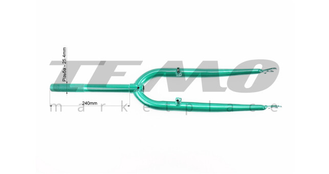 Вилка 26" з різьбою 1" (25,4мм), шток 240мм, V-brake, зелена - фото 3