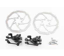 Гальмо Disk-brake переднє (F160/R140мм)+заднє (F180/R160мм), диски 160мм, кріпл. 6 болтів, чорні