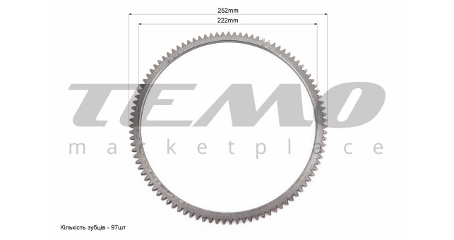 Венец маховика Z-97, Dвнт.-222mm 178F - фото 2
