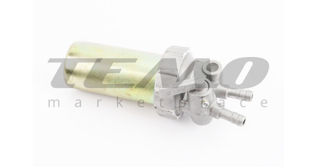 Паливний кран + фільтр в пластмасовому, прозорому корпусі (вхід/вихід вгору) - фото 1