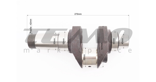 Колінвал R185N/R190N болт М12x15 шийки d-52 мм h-107 мм - фото 3