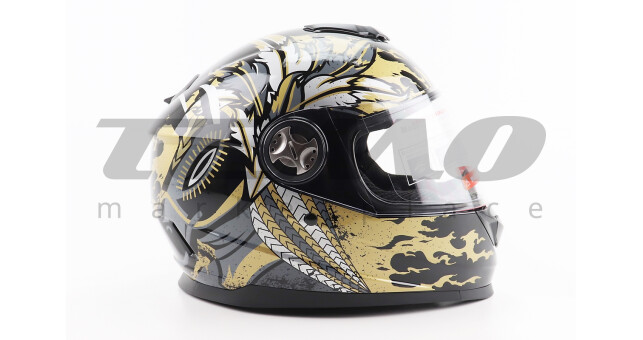 Шлем для мотоцикла интеграл закрытый BLD М65 М 57-58 см ЧЕРНЫЙ/ЗОЛОТИСТО-СЕРЫЙ "Totem" - фото 3