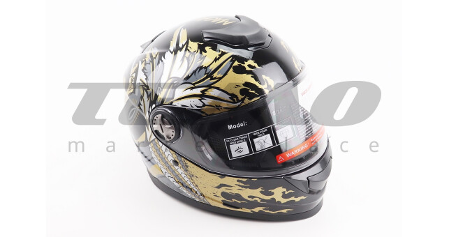 Шлем для мотоцикла интеграл закрытый BLD М65 М 57-58 см ЧЕРНЫЙ/ЗОЛОТИСТО-СЕРЫЙ "Totem" - фото 1