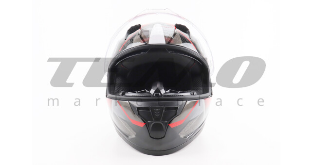 Шлем для мотоцикла интеграл закрытый сертификация DOT + откидные очки BLD M67 L 59-60 см ЧЕРНЫЙ/КРАСНО-СЕРЫЙ - фото 6