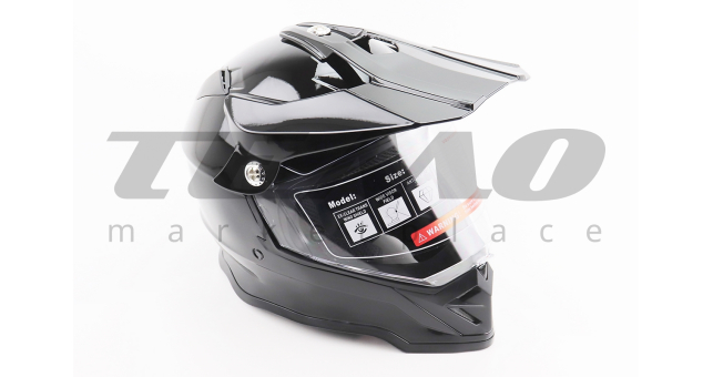 Шлем для мотоцикла кроссовый эндуро АТV со стеклом BLD 819-7 L 59-60 см ЧЕРНЫЙ глянец - фото 1
