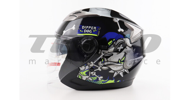 Шолом для мотоцикла відкритий + відкидні окуляри BLD 708 М 57-58 см Чорний - фото 3