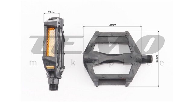 Педалі BMX 9/16" (111x99x23mm) пластикові, чорні 205 DU - фото 2