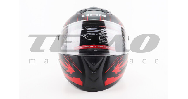 Шолом для мотоцикла інтеграл BLD М61 М 57-58 см Чорний закритий + окуляри сертифікація DOT з червоним малюнком - фото 4