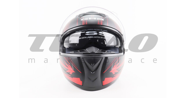 Шолом для мотоцикла інтеграл BLD М61 М 57-58 см Чорний закритий + окуляри сертифікація DOT з червоним малюнком - фото 5