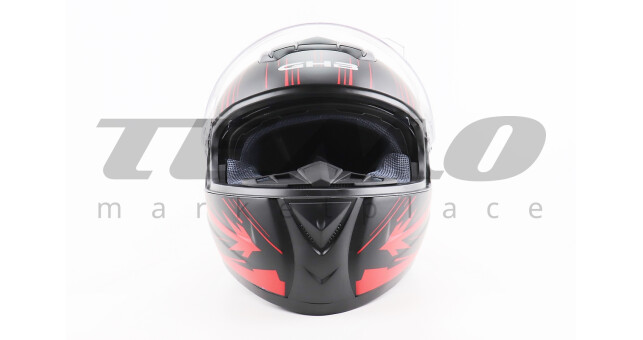 Шолом для мотоцикла інтеграл BLD М61 М 57-58 см Чорний закритий + окуляри сертифікація DOT з червоним малюнком - фото 6