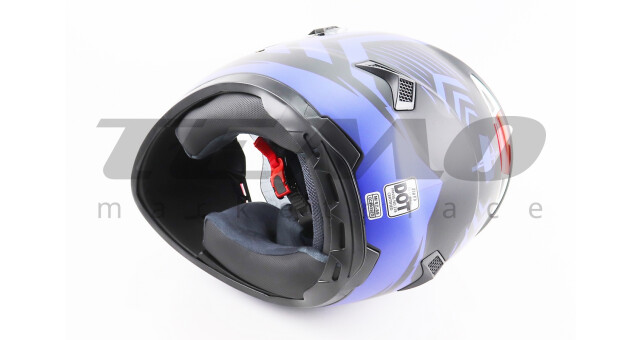 Шлем интеграл, закрытый (сертификация DOT) + откидные очки BLD M61 M (57-58 см), ЧЕРНО-СИНИЙ (флюоресцентный) - фото 2