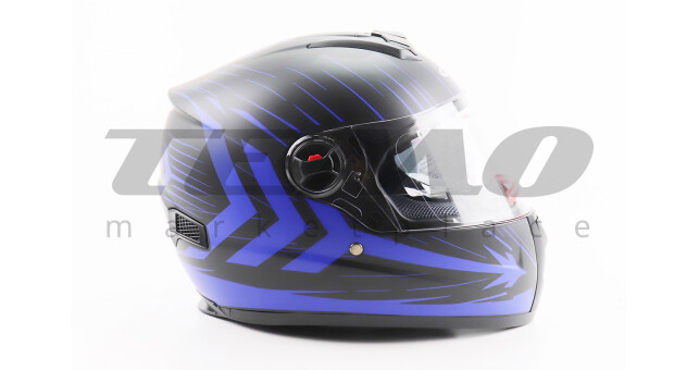 Шлем интеграл, закрытый (сертификация DOT) + откидные очки BLD M61 M (57-58 см), ЧЕРНО-СИНИЙ (флюоресцентный) - фото 3