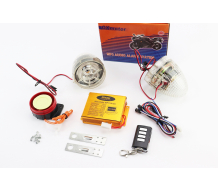 АУДІО-блок (МРЗ-USB / SD + FM-радіо + пультДУ + сигналізація) + колонки 2шт (прозорі з "світломузикою")