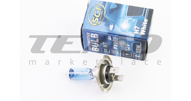 Лампа фари галоген H7 12V 55W PX26D Super White - фото 1