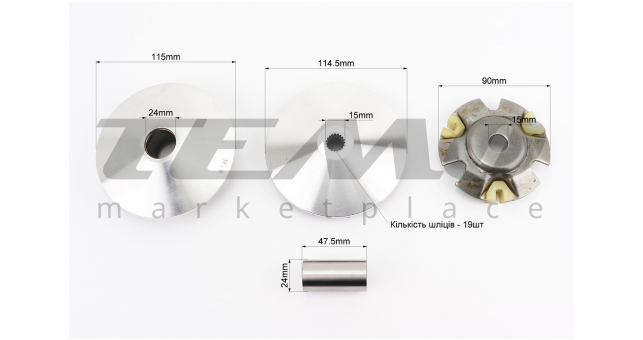 Варіатор передній к-кт Honda WH125 / 150 + втулка, крильчатка - фото 3