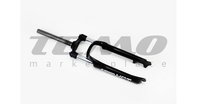 Вилка 26" амортизаційна, без різьби 1-1/8" (28,6мм), шток 255мм, з ходом 100мм, Disk-brake, пружинно-оливна, Lockout, алюмінієва, чорна XCT HLO - фото 1