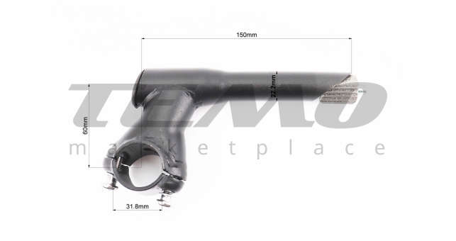 Вынос руля MTB 22,2х31,8х60х150мм, чёрный HS059 - фото 2
