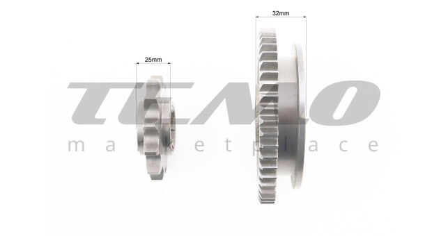 Редуктор фрези R175/180N/190N/195N - Вал первинний + зірка Z-12 + Шестерня Z-49 101-2 - фото 4