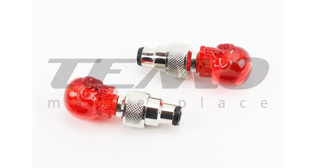 Ковпачок ніпеля "череп" 1 діод (червоний) к-кт, JY-503Z - фото 1