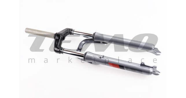 Вилка 26 "амортизаційна, без різьби 1-1/8" (28,6мм), шток 170мм, з ходом 60мм, Disk-brake, сіра LJ-641 - фото 2