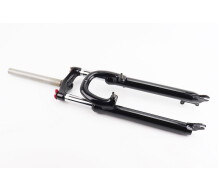 Вилка 29 "амортизаційна, без різьби 1-1/8" (28,6мм), шток 260мм, з ходом 75мм, V/Disk-brake, M Lockout, чорна LJ-641(сталева корона)